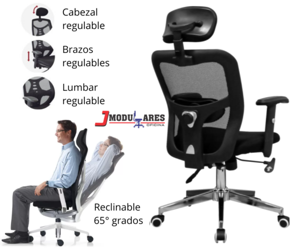 sillas-ergonómicas-cabezal-reclinable-silla-escritorio